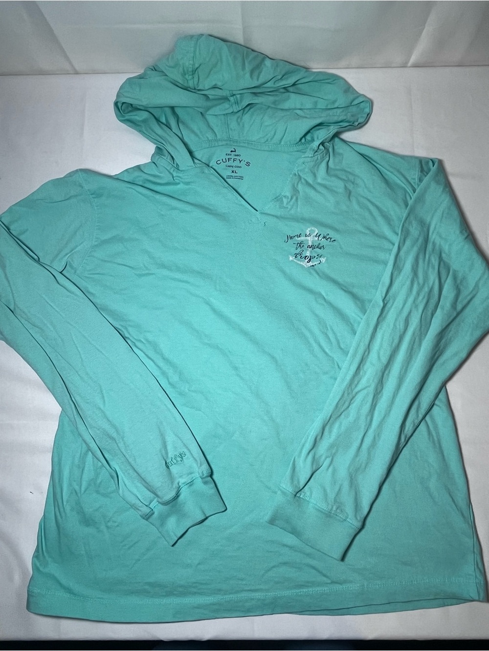 Cuffy's Women's Aqua Lightweight Hoodie Pullover